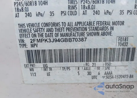 2016 Ford Edge Sel from USA, damaged, VIN 2FMPK3J94GBB70387